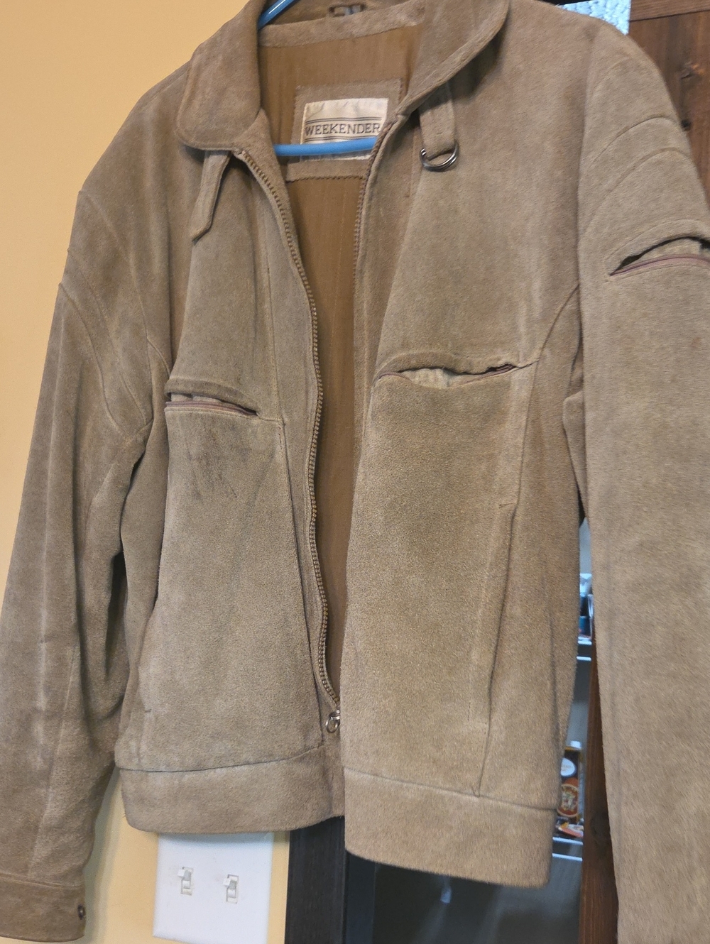 Men's Suede Zip Jacket - Tan
